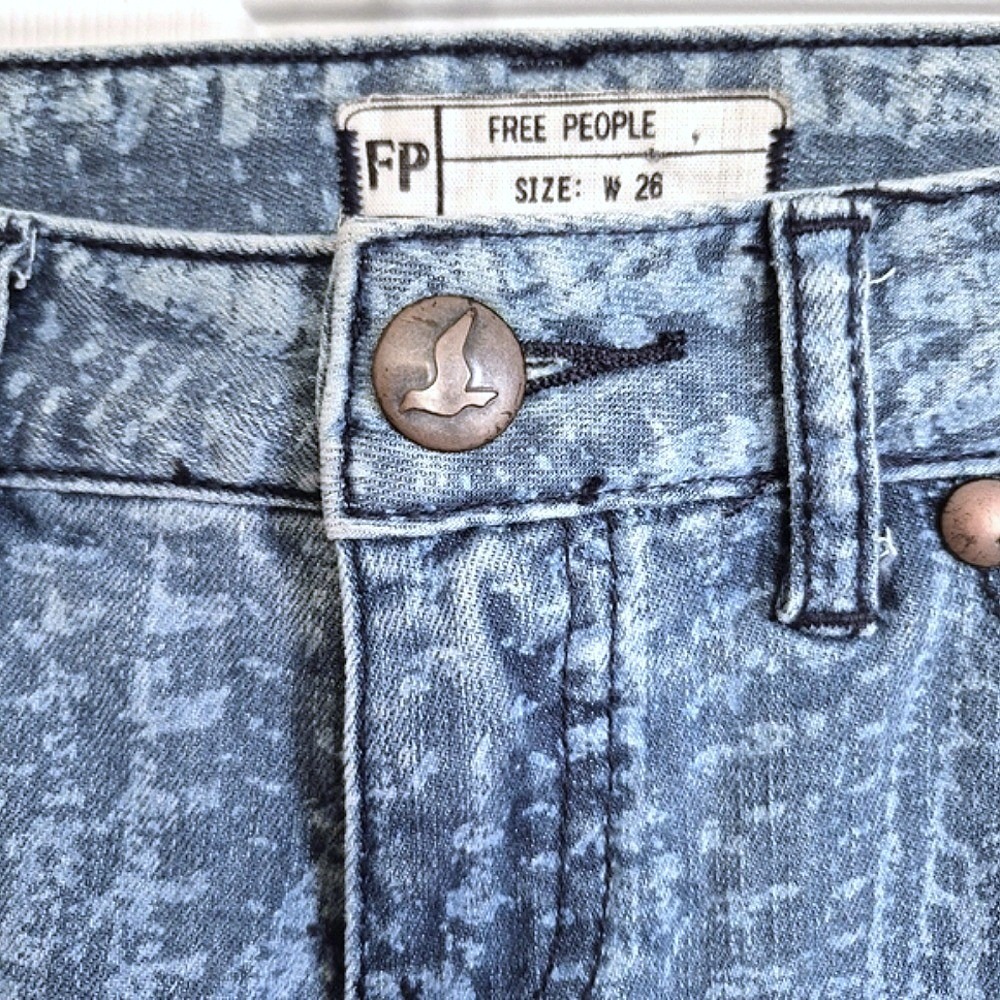 Free People Low Rise Blue Jeans Denim Skinny Pants Zip Ankles Womens 26 - Picture 7 of 16